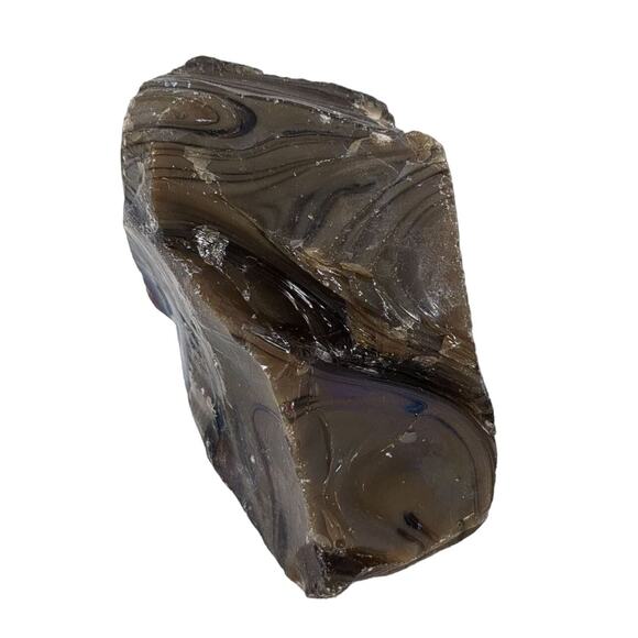 Amber Chocolate Swirl Art Glass Cullet Slag Glass #5XL200 - Picture 3 of 6